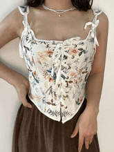 Lace Up Floral Corset Top